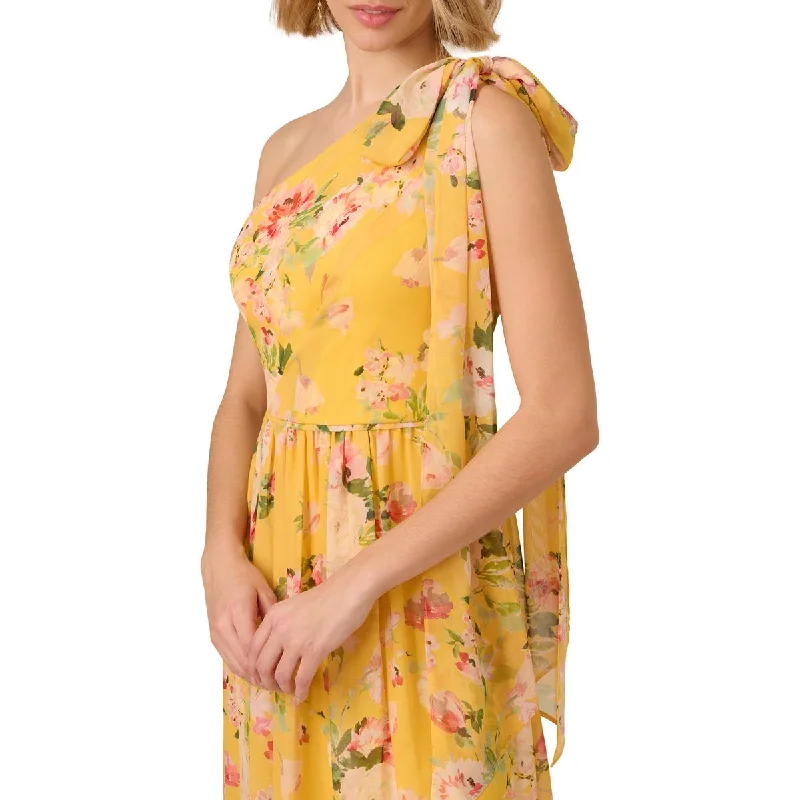 Womens Floral One Shoulder Evening Dress Tunics Fashionable chic