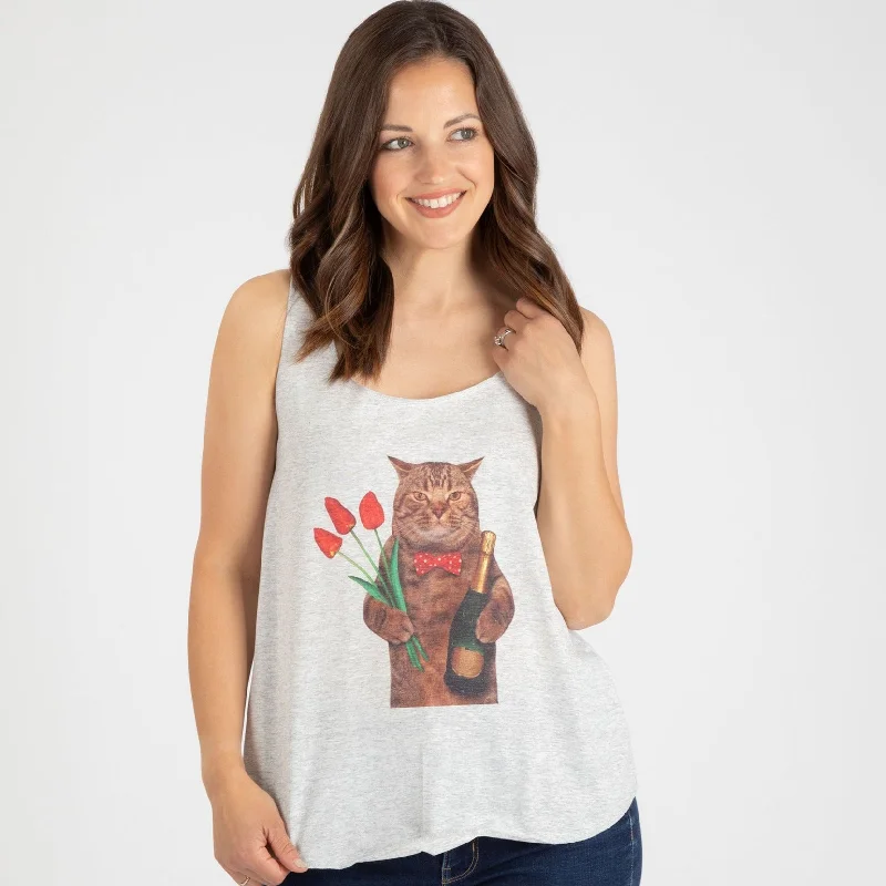 Cat Happy Hour Tank Top slim fit tank