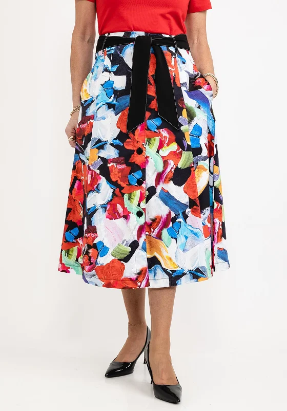 Dolcezza Bold Print Midi Skirt, Multi lace skirt feminine