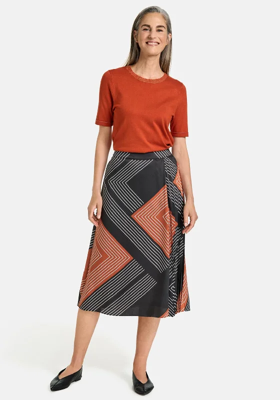 Gerry Weber Semi Pleated Woven Midi Skirt, Red & Black wrap skirt elegant