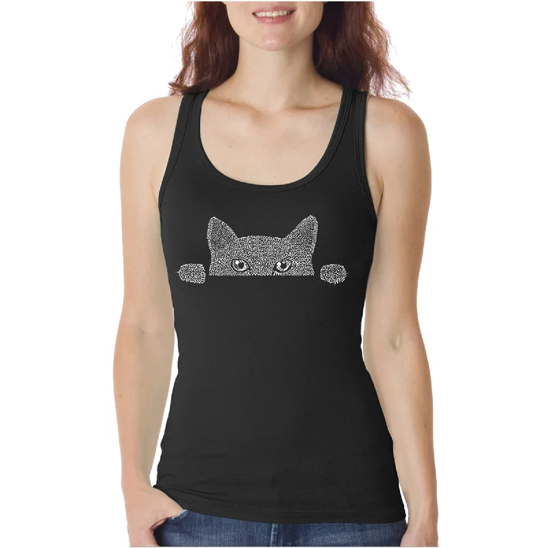 Peeking Cat  - Women's Word Art Tank Top cropped tank top