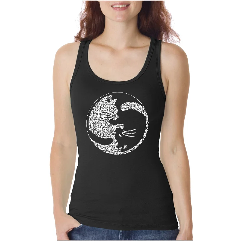 Yin Yang Cat  - Women's Word Art Tank Top tie dye tank