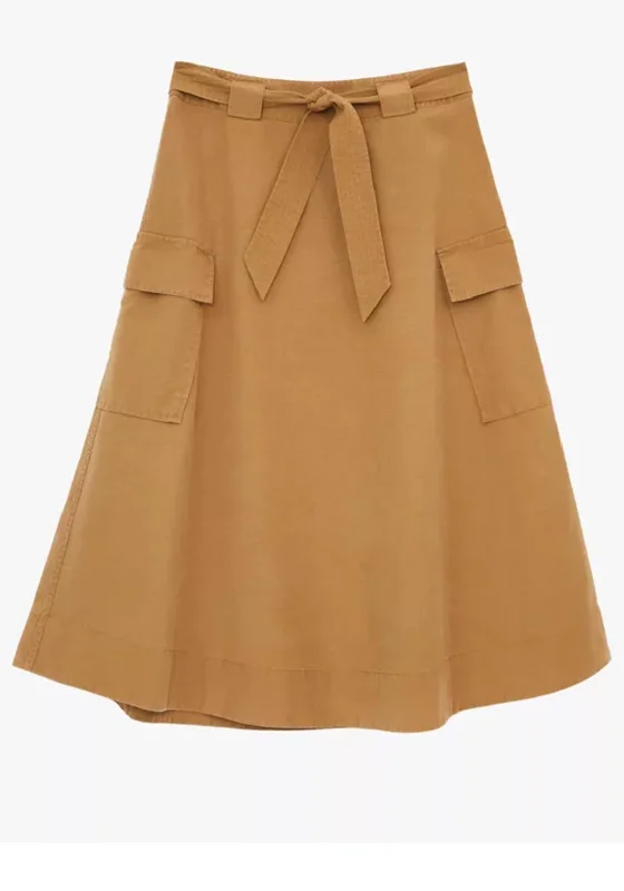 White Stuff Ashley A-Line Midi Skirt, Mid Brown a-line skirt cut