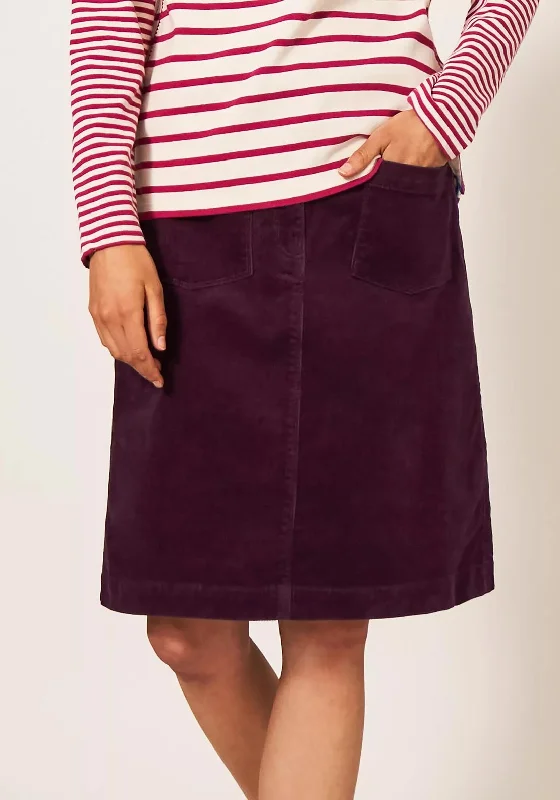 White Stuff Melody Organic Cord Knee Length Skirt, Deep Plum chiffon skirt airy