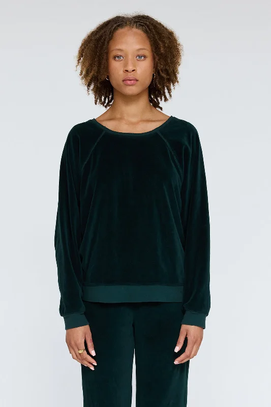 Velour Pine Muse Sweatshirt Hoodie with Metallic Shiny Futuristic