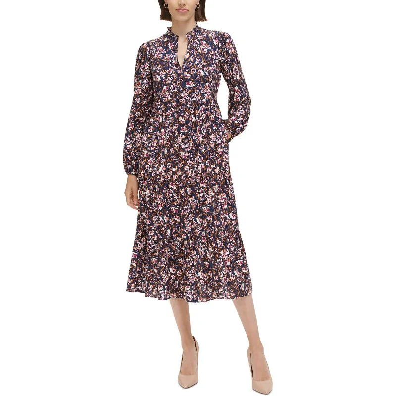 Womens Floral Midi Sheath Dress Tunics Running lightweight