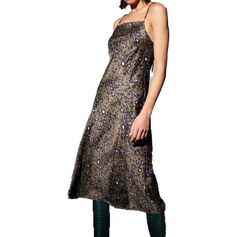 Womens Animal Print Long Slip Dress Tunics Occasion special