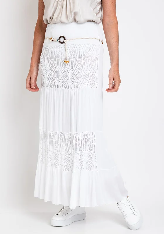 The Serafina Collection One Size Tiered Skirt, White cashmere skirt fine