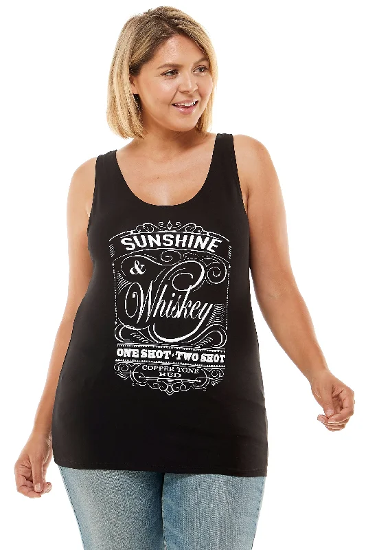 SUNSHINE WHISKEY TANK TOP navy tank top