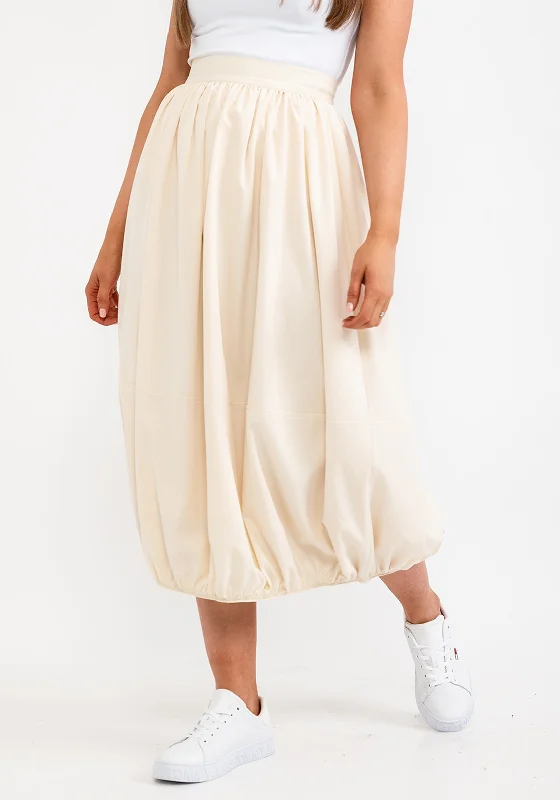 Jovonna Paya Bubble Skirt, Cream leather skirt sleek