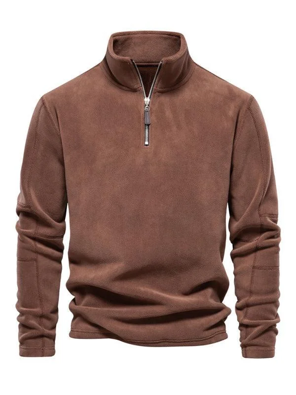 Polar Stand Collar Fleece Men Sweatshirt Hoodie with Oversized Fit Loose Comfortable