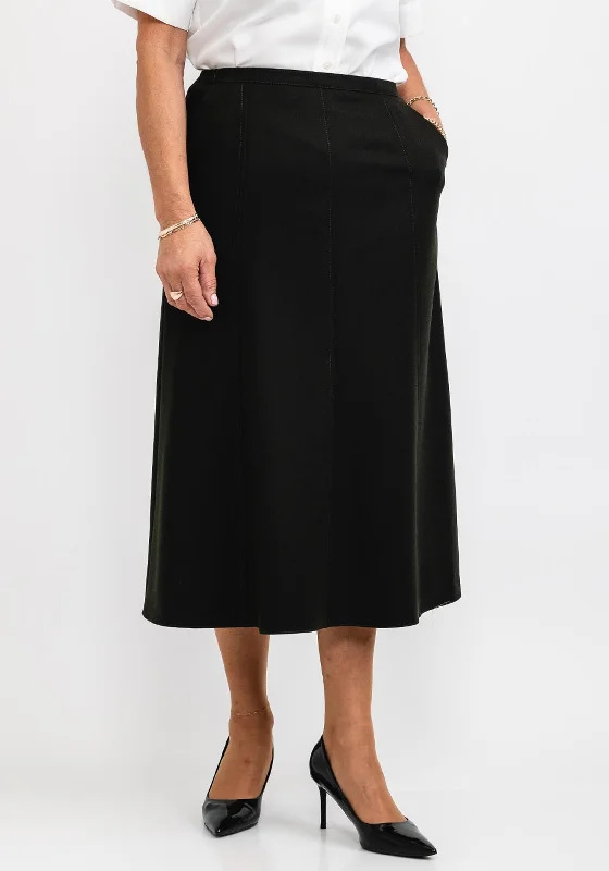 Brendella A Line Wool Midi Skirt, Dark Green lace skirt romantic