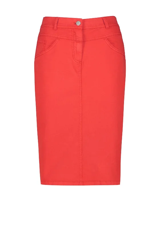 Gerry Weber Denim Pencil Skirt, Red linen skirt natural