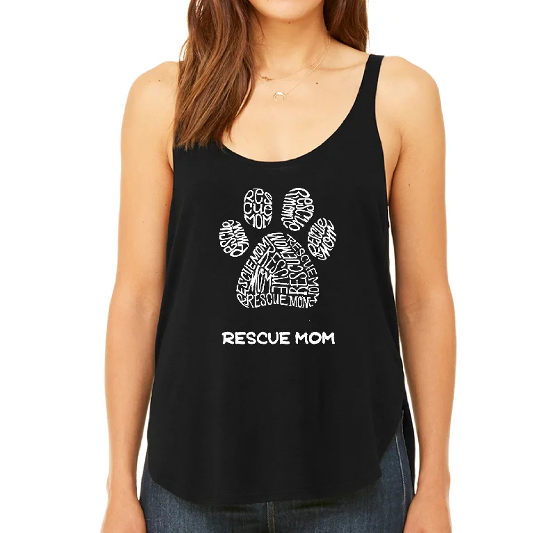 Rescue Mom  - Women's Premium Word Art Flowy Tank Top graphic tank top