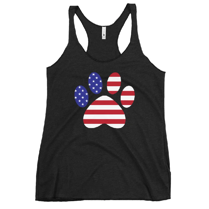 Patriotic Paw Print Tank coral tank top