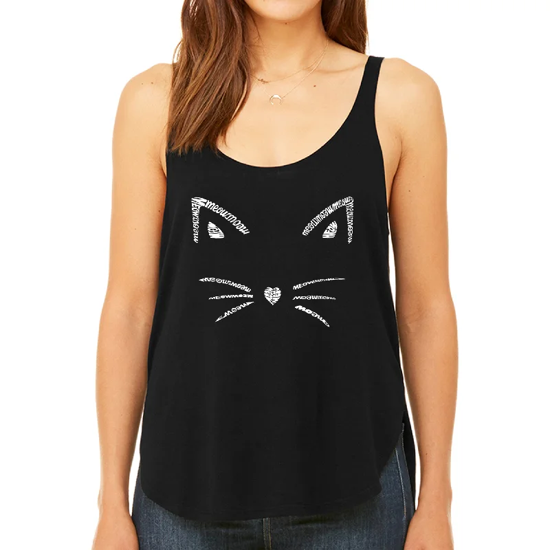 Whiskers  - Women's Premium Word Art Flowy Tank Top yoga tank top