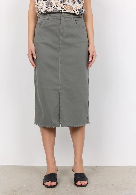 Soyaconcept Erna Cotton Denim Midi Skirt, Sage Green corduroy skirt durable