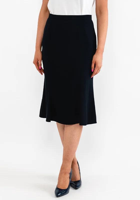 Christina Felix Tailored Flared Skirt, Navy satin skirt smooth