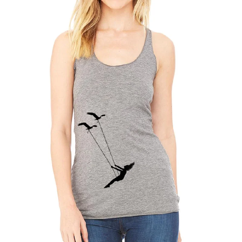 Flying Bird Swing Racerback Tank Top charcoal tank top