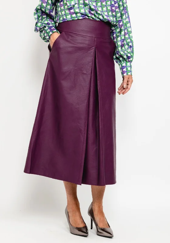 Camelot Faux Leather A Line Skirt, Plum seamless skirt comfort