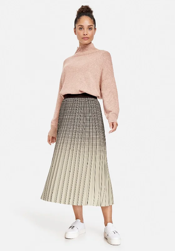 Gerry Weber Faded Check Pleat Skirt, Neutral corduroy skirt durable