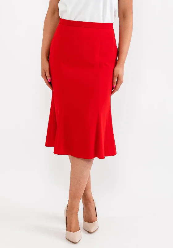 Christina Felix Tailored Flared Skirt, Red asymmetrical skirt cut