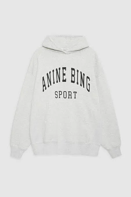 ALTO HOODIE ANINE BING - HEATHER GREY Hoodie with Embroidery Detailed Premium