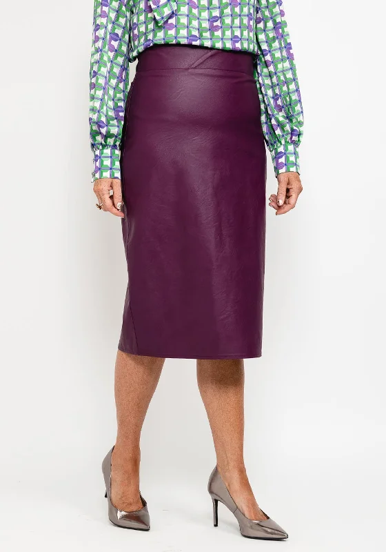 Camelot Faux Leather Pencil Skirt, Plum casual skirt length