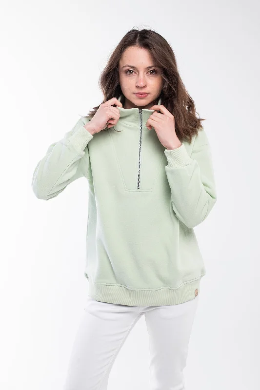 Zipped Neck Sweatshirt Hoodie with Sequins Glamorous Eye-catching