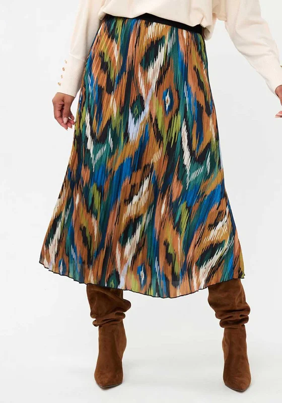 EsQualo Printed Plisse Midi Skirt, Multicoloured cashmere skirt soft