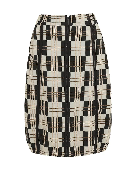 Ever Sassy Metallic Plaid Zip Front Midi Skirt, Multi midi skirt versatile