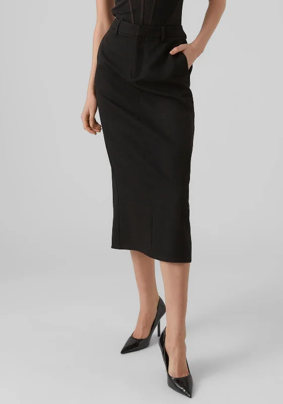 Vero Moda Agatha Pencil Midi Skirt, Black pencil skirt chic