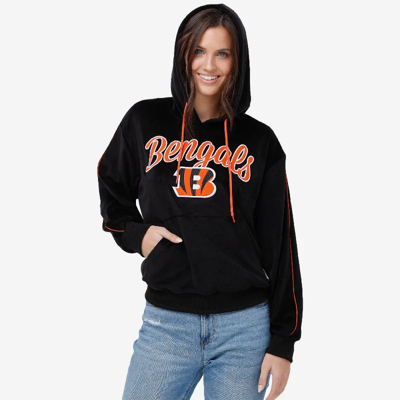 Cincinnati Bengals Womens Velour Hooded Sweatshirt Hoodie with Earth Tones Natural Calm