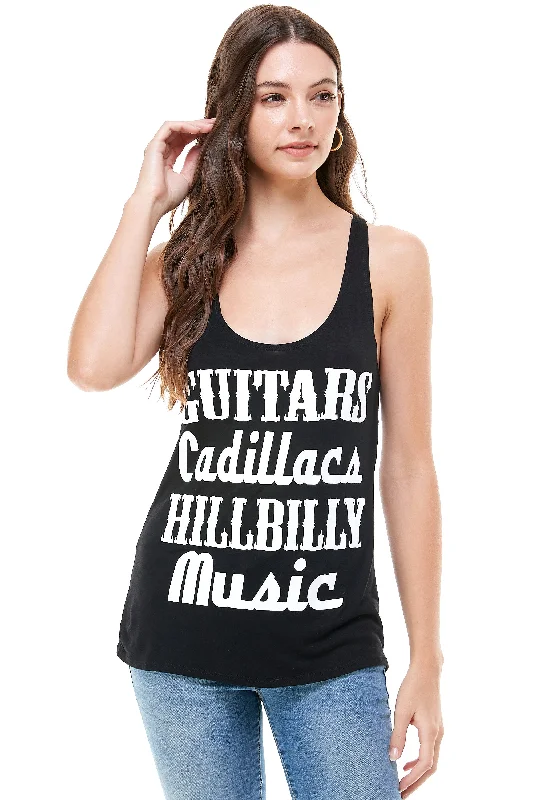 GUITARS CADILLACS HILLBILLY MUSIC TANK TOP soft pink tank