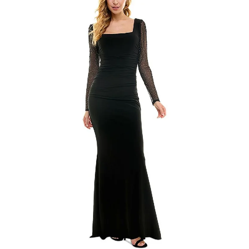 Juniors Womens Embellished Mesh Evening Dress Tunics Ceremony elegant