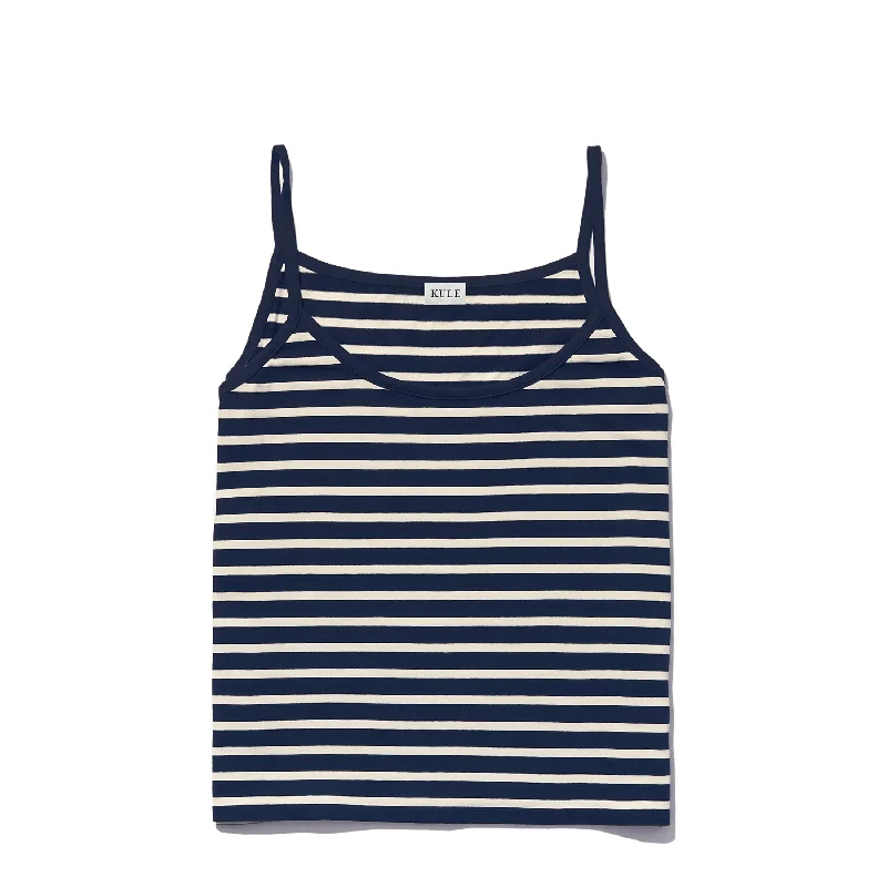 The Spaghetti Tank - Navy/Cream grey tank top