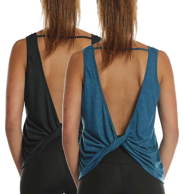 TK26 icyzone Workout Tank Tops for Women - Open Back Strappy Athletic Tanks, Yoga Tops, Gym Shirts flexible tank top