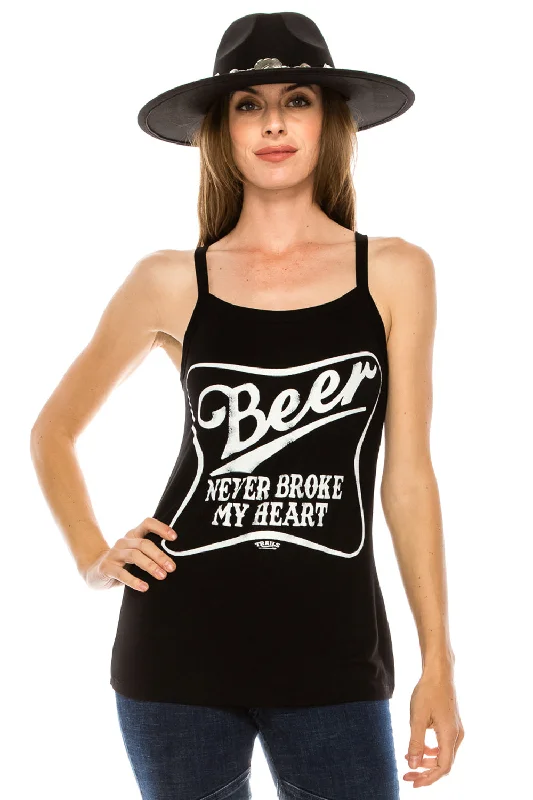 BEER NEVER BROKE MY HEART TANK TOP open back tank