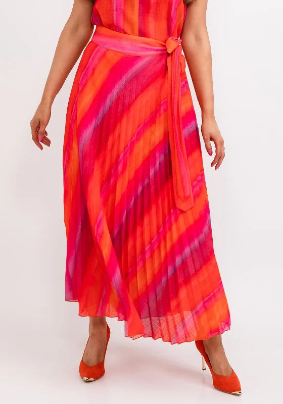 Camelot Ombre Pleated Maxi Skirt, Pink Multi chiffon skirt floaty