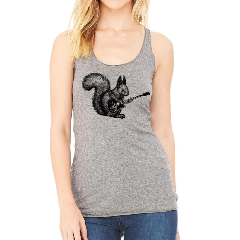 Squirrel Playing Guitar Racerback Tank Top turquoise tank top