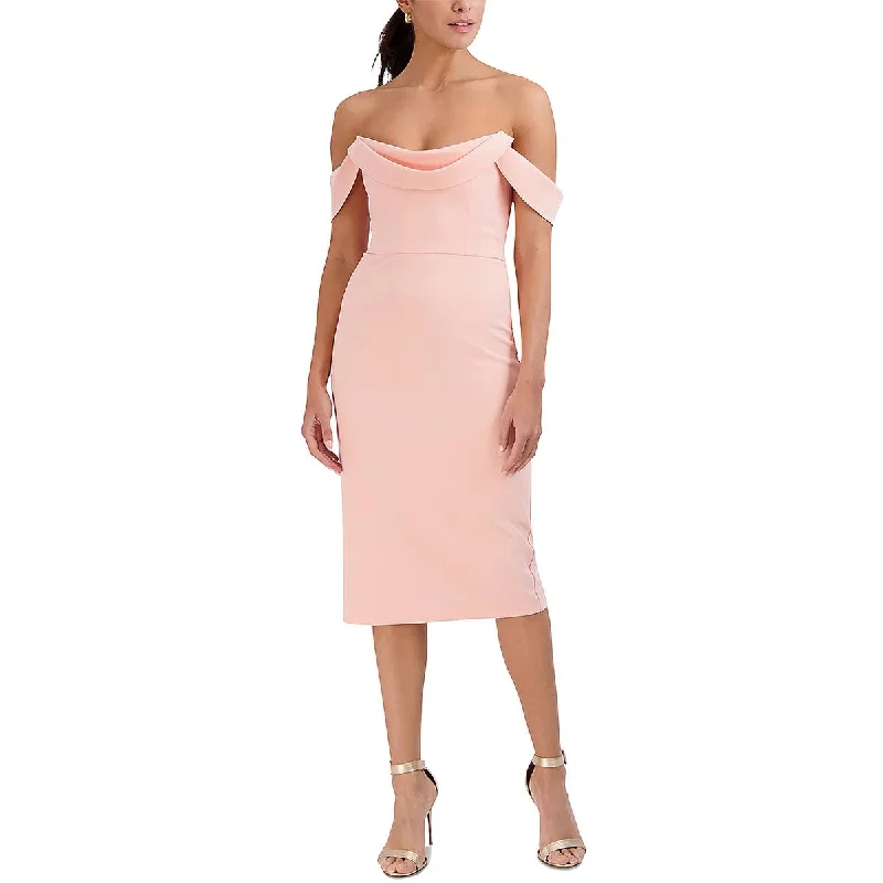 Womens Scuba Off-The-Shoulder Sheath Dress Tunics Stylish elegant