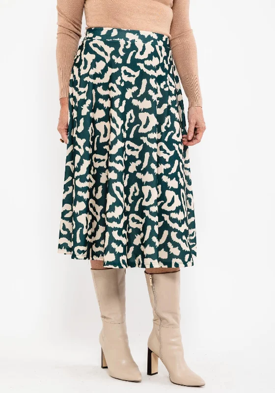 Seventy1 Animal Print Midi Skirt, Green & Beige denim skirt classic