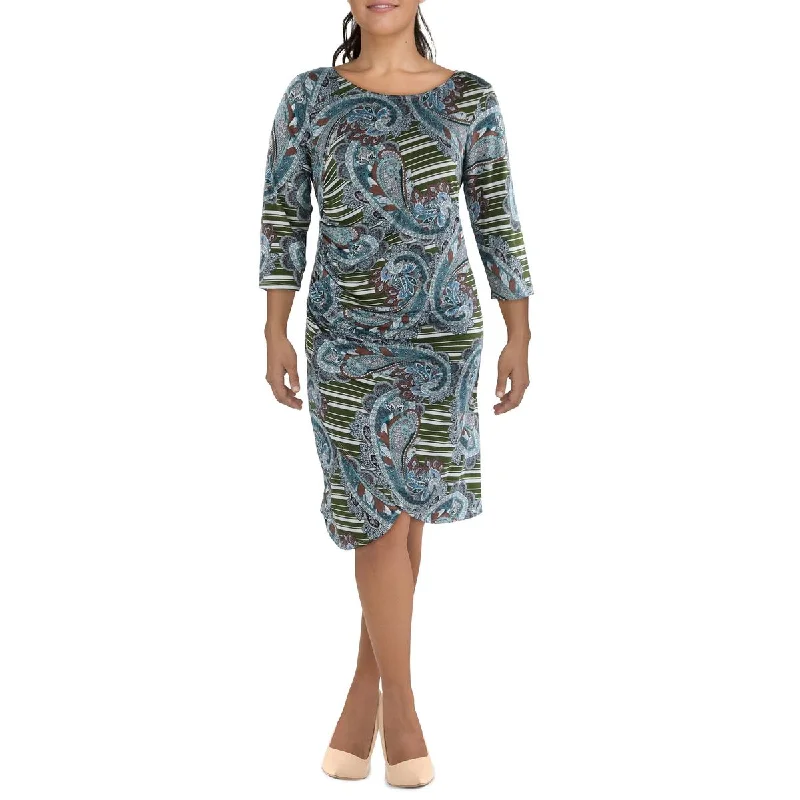 Plus Womens Printed Knee-Length Sheath Dress Tunics Business professional