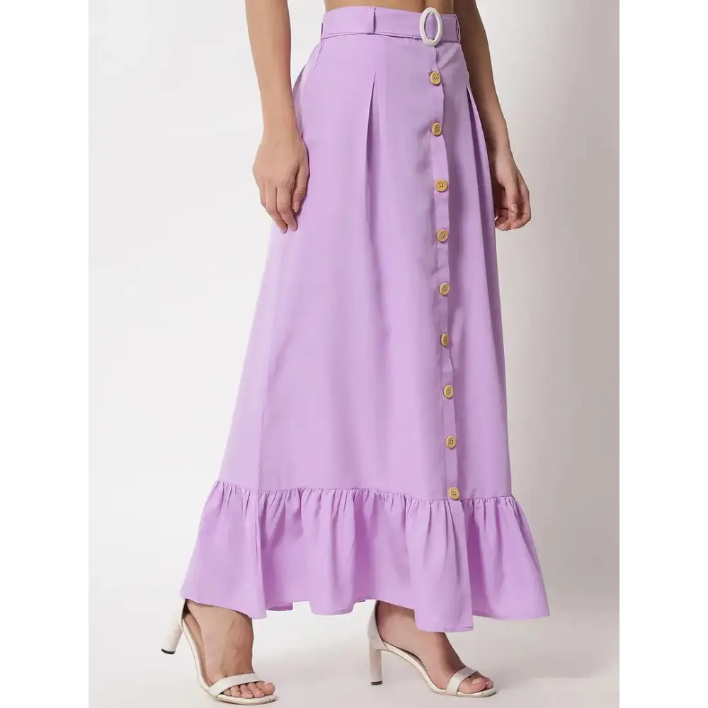 Stylish Crepe Purple Full Length Solid A-line Skirt For Women elastic waist skirt