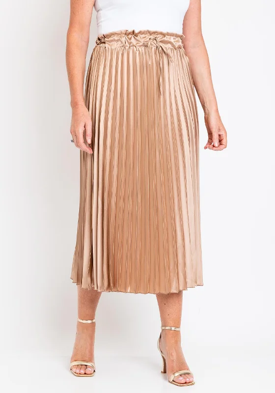 The Serafina Collection One Size Pleat Skirt, Gold denim skirt classic