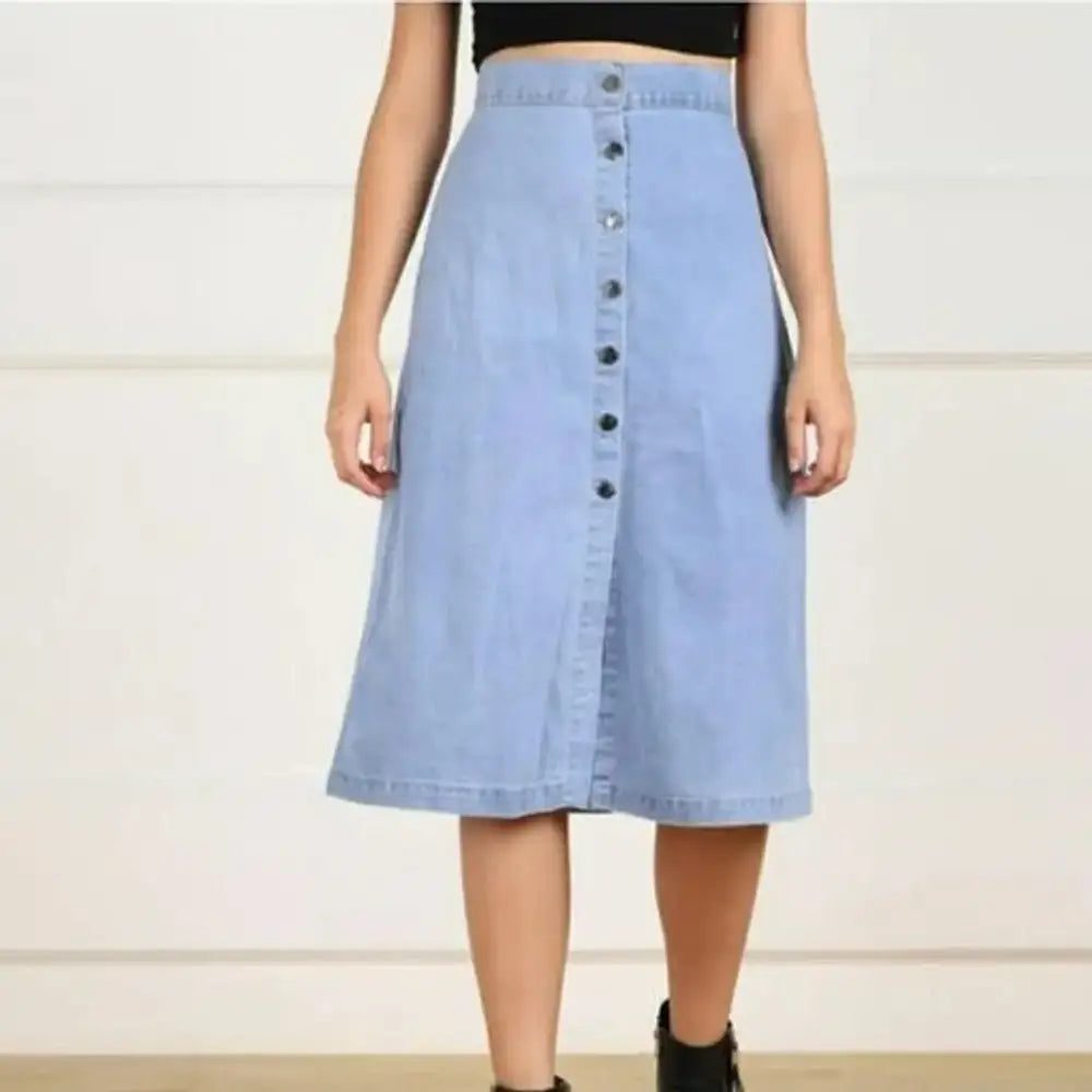 Trendy Denim A-line Skirt silk skirt lustrous