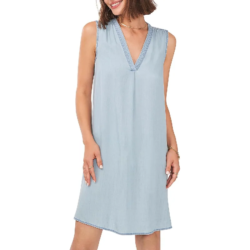 Womens V Neck Mini Shift Dress Tunics Timeless classic