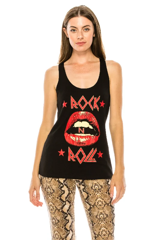 ROCK N ROLL LIPS TANK TOP basic tank top