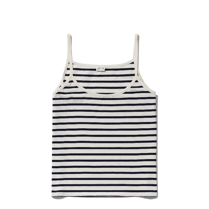 The Spaghetti Tank - Cream/Navy white tank top