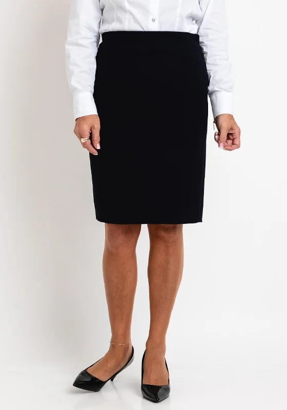 Gerry Weber Pencil Knee Length Skirt, Navy leather skirt modern